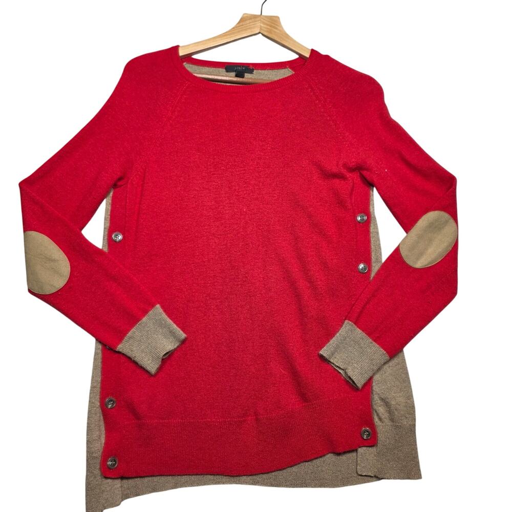 J. Crew Colorblock Wool Blend Button Side Sweater Size Small